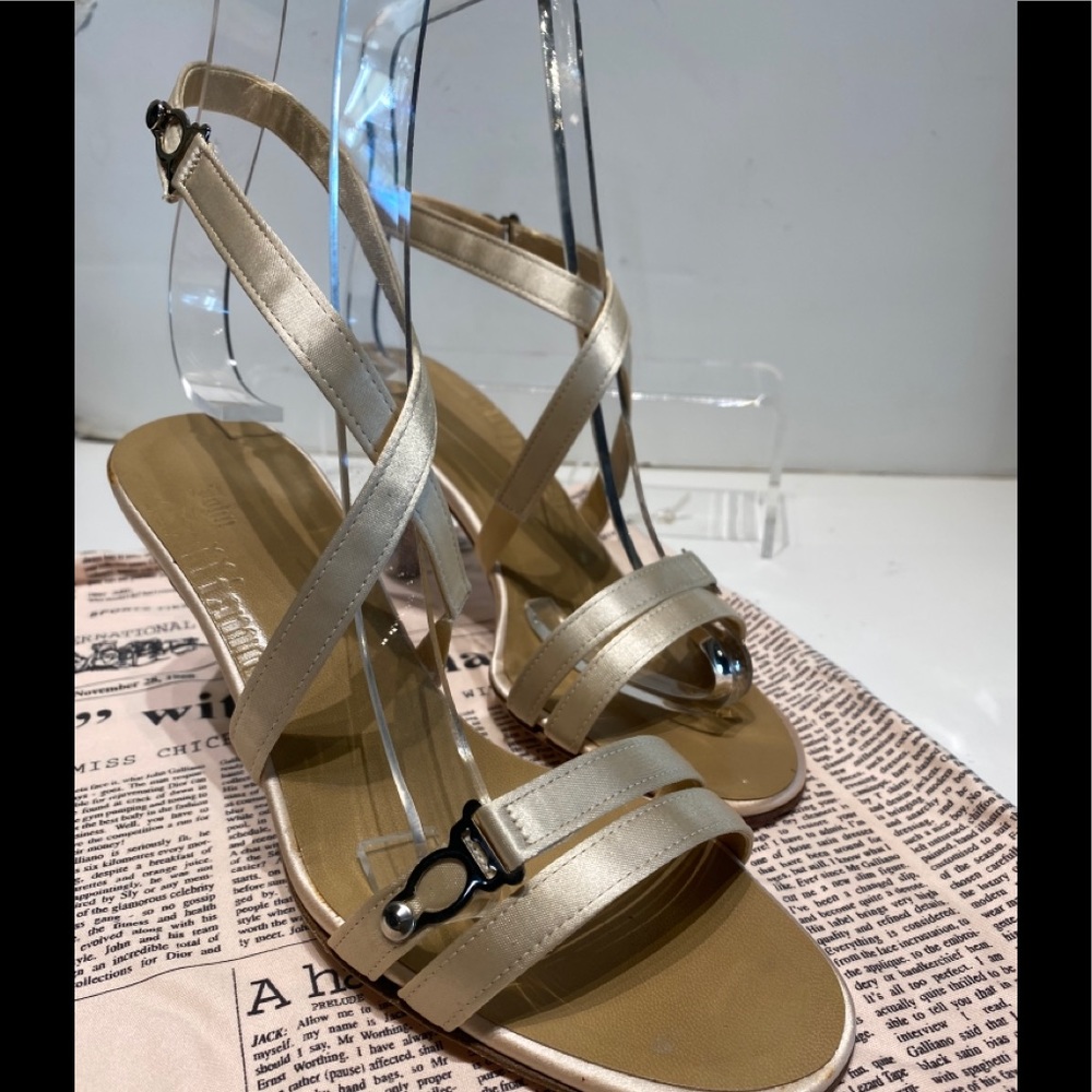 John Galliano nude satin with silver details